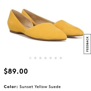 Yellow flats, Samantha pointed toe